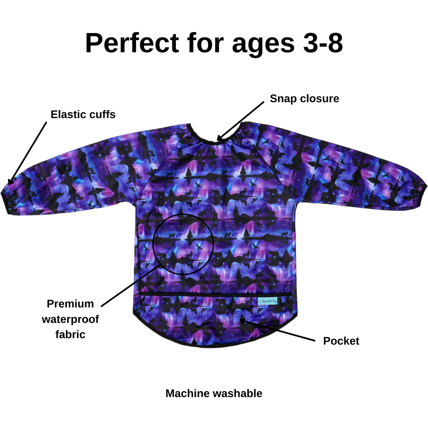 Long Sleeved Smock Bibs [LARGE] - Aurora Nights