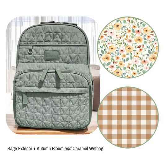 The Pack 2.0 Diaper Bag - Sage + Autumn Bloom & Caramel Plaid
