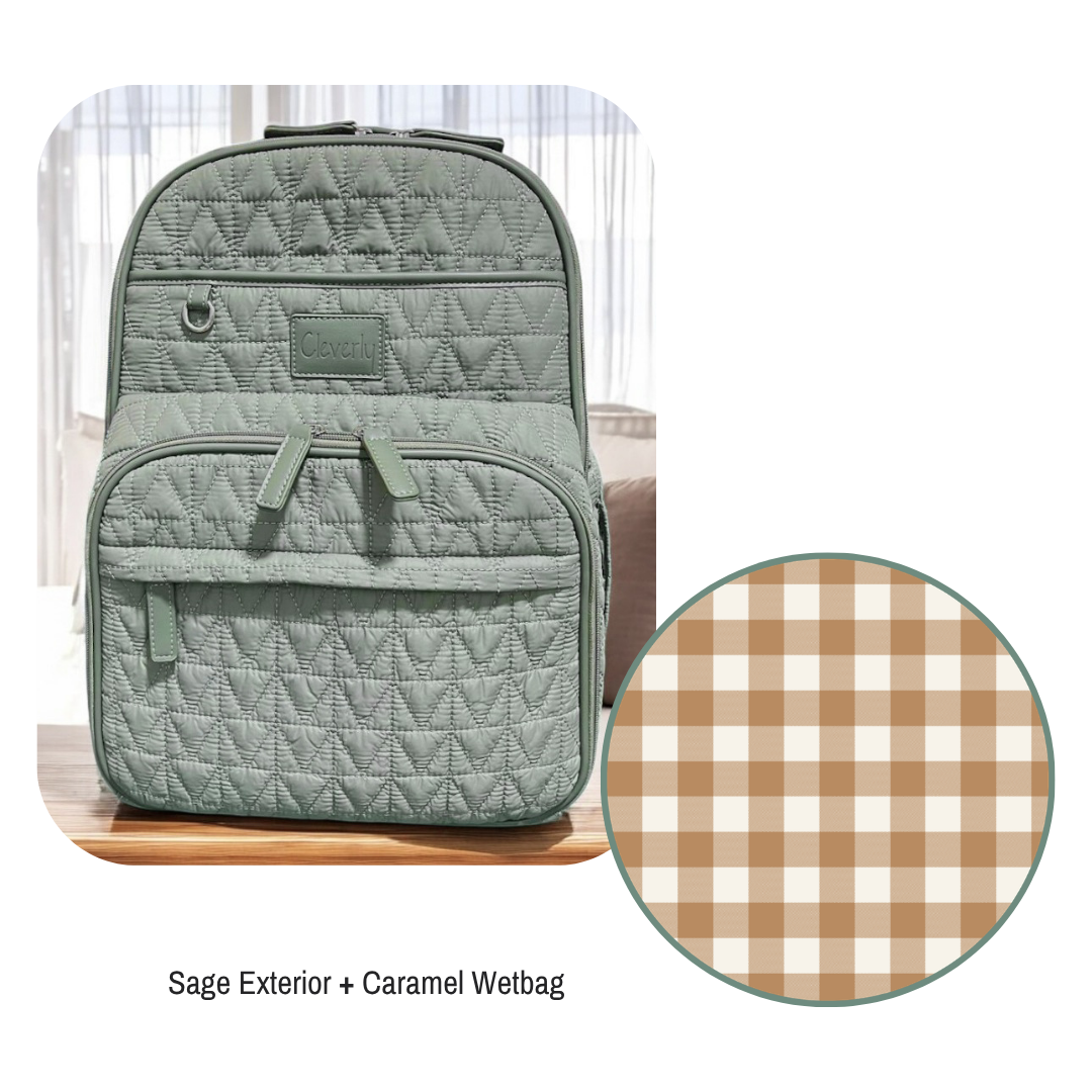 The Pack 2.0 Diaper Bag - Sage + Caramel Plaid